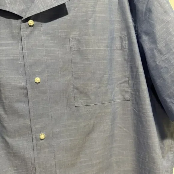 Magna Ready Blue Short Sleeve Button Up Stress Free Shirting Mens XXL - Picture 2 of 5